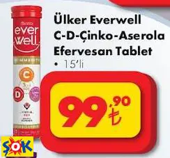 ÜLKER EVERWELL C-D-ÇİNKO-ASEROLA EFERVESAN TABLET